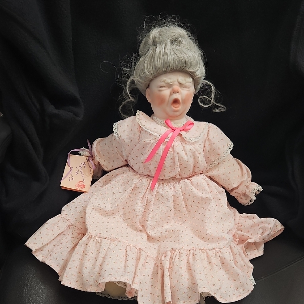 Vintage Porcelain Doll in Pink Dress